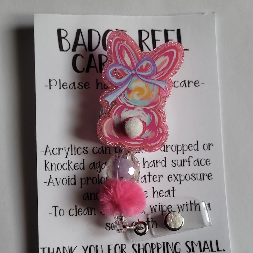 Hand Crafted Multicolor Bunny Badge Reel